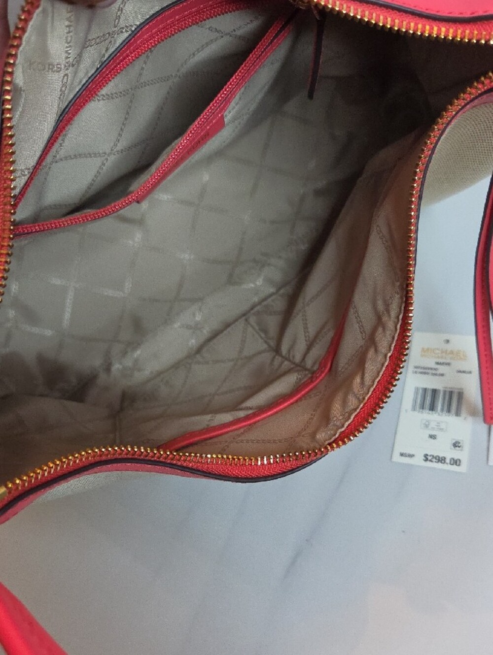 Michael Kors Maeve Large Hobo Bag Im Canvas Coral Pink Leather - Picture 11 of 14